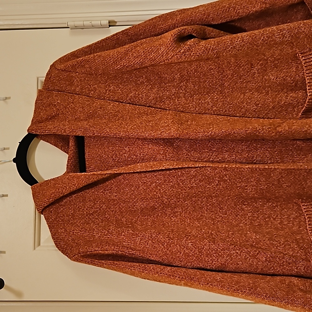 Chic Soul/Zenana NWOT Rust colored hooded Cardigan Size 1x - Picture 4 of 9